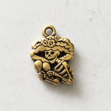 18mm TierraCast Catrina Viva Mexicana Drop - Antique Fine 22k Gold Plated - Pack of 2