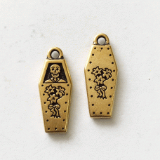 22mm TierraCast Coffin Drop - Antique 22K Gold Plated - Pack of 2