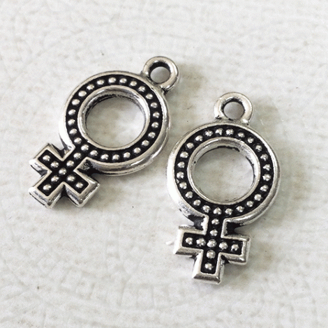22.5x13mm TierraCast Female Symbol Charm - Antique Silver - Pack of 2