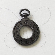 28x20mm TierraCast Vintage Style Clock Drop - Black Oxide Plated - Each