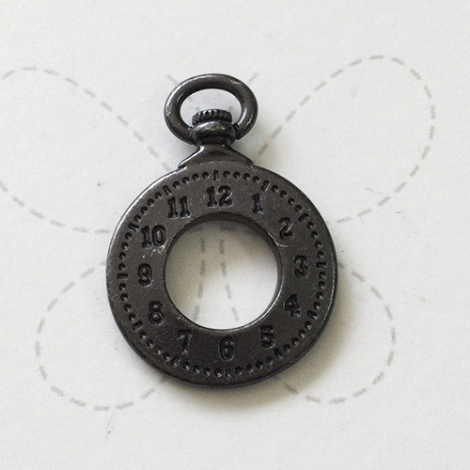 28x20mm TierraCast Vintage Style Clock Drop - Black Oxide Plated