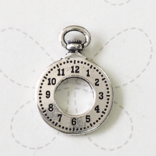 28x20mm TierraCast Vintage Style Clock Drop - Antique Fine Silver Plated - Each