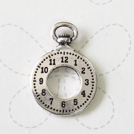 28x20mm TierraCast Vintage Style Clock Drop - Antique Fine Silver Plated