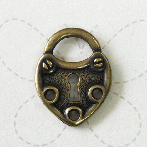 25x20mm TierraCast Vintage Lock Link/Drops - Brass Oxide Plated