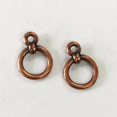 8mm TierraCast Wrapped Ring Drop - Antique Copper Plated - Pack of 4