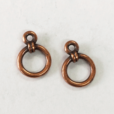 8mm TierraCast Wrapped Ring Drop - Antique Copper Plated