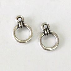 8mm TierraCast Wrapped Ring Drop - Antique Fine Silver Plated - Pack of 4