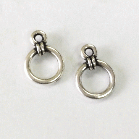 8mm TierraCast Wrapped Ring Drop - Antique Fine Silver Plated