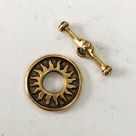 19mm TierraCast Del Sol Toggle Clasp Set - Antique 22K Gold Plated