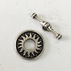 19mm TierraCast Del Sol Toggle Clasp Set - Antique Fine Silver Plated - Per Set