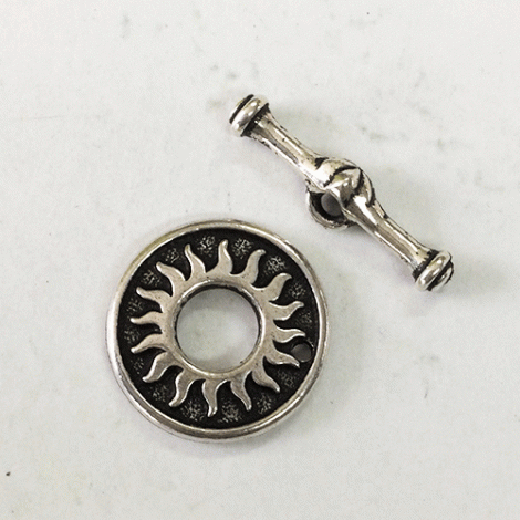 19mm TierraCast Del Sol Toggle Clasp Set - Antique Fine Silver Plated