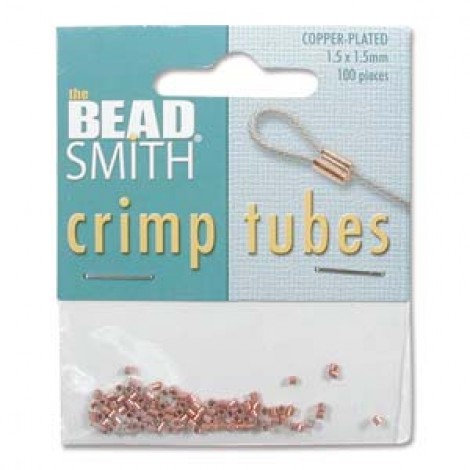 1.5mm Copper Plated Beadsmith Crimp Tubes - Pk 100