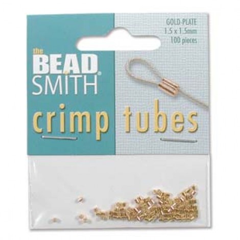 1.5x1.5mm Gold Plated Tube Crimps - Pk 100