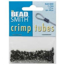 2mm Beadsmith Black Oxide Tube Crimps - Pk 400