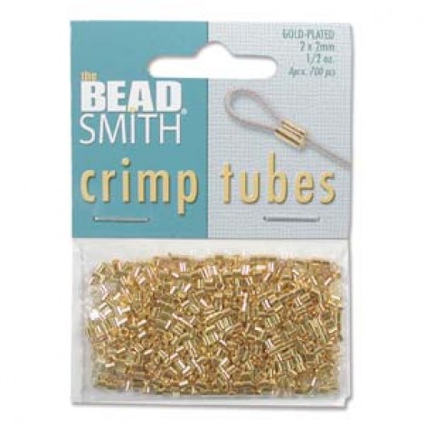 2x2mm Beadsmith Metal Elements Gold Plated Tube Crimps - Pk 400 2x2mm Beadsmith Metal Elements Gold Plated Tube Crimps - Pk 400