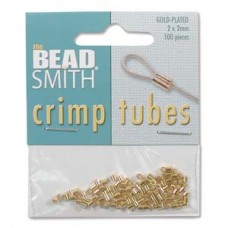 2x2mm Beadsmith Gold Plated Tube Crimps - Pk 100