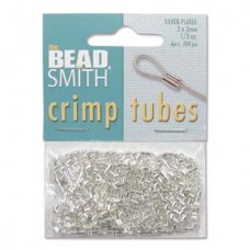 2x2mm Silver Plated Tube Crimps - Pk 400