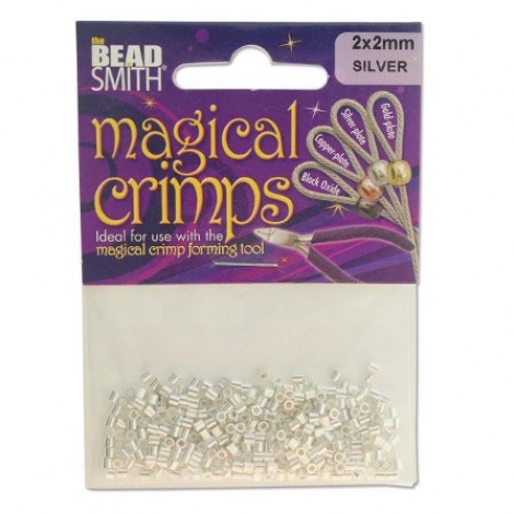 2x2mm Beadsmith Silver Plated Magical Crimp Tubes - Pk 400