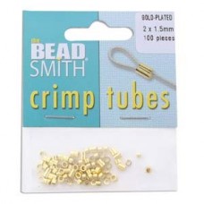 2x1.5mm Gold Plated Crimp Tubes - Pk of 100