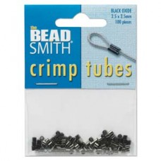 2.5mm Beadsmith Black Oxide (Gunmetal) Crimp Tubes - Pack of 100