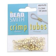 4x3mm ID Gold Plated Crimp Tubes - Pk of 100