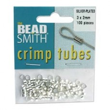 4x3mm ID Silver Plated Crimp Tubes - Pk of 100