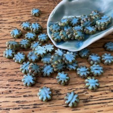 9x3mm Cz Table Cut Cactus Flower Beads-Sky Blue Picasso - Pack of 10