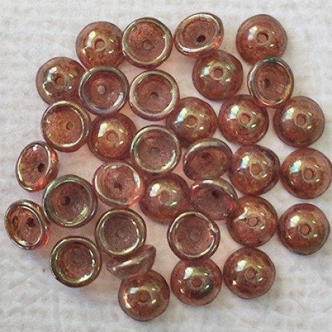 4x2mm Czech Teacup Beads - Luster Rose Gold Topaz