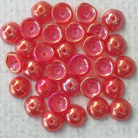 4x2mm Czech Teacup Beads - Luster Iris Ruby
