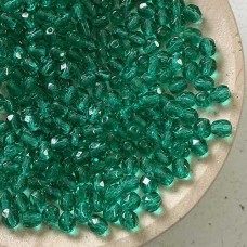 4mm Czech Firepolish Beads - Green Teal - Pack of 50