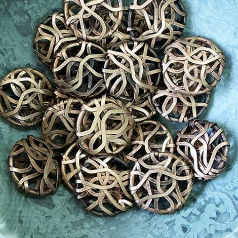 19x20mm Ant Bronze Iron Wire Wrapped Beads - Pack of 10