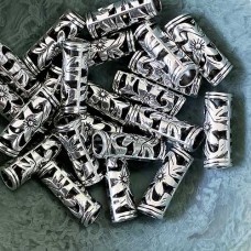 23x8mm Tibetan Filigree Curved Tube Beads with 5mm hole - Pack of 10