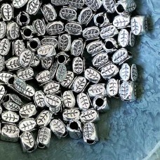 7x5.5mm Tibetan Style Antique Silver Leaf Beads - Pack of 20