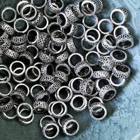 8x3.5mm (5.5mm ID) Tibetan Style Nickel Free Beads - Pack of 10