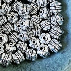 10mm Tibetan Nickel + Lead-free Ornate Round Beads with 2mm hole size - Pack of 10