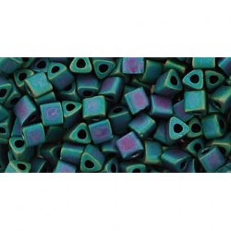 8/0 Toho Triangle Seed Beads - Matte Color Iris-Teal - 8-9gm