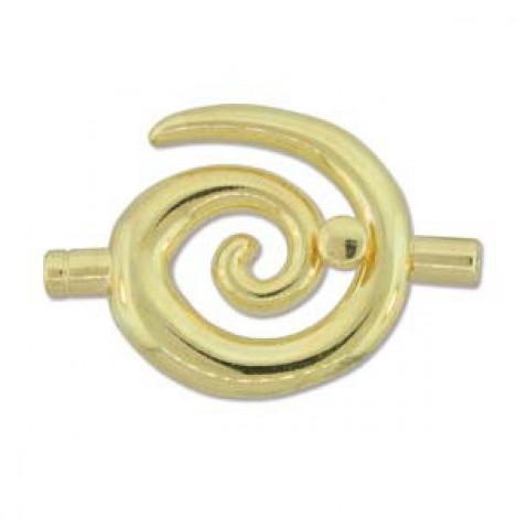 50x35mm (3.2mm ID) Gold Plated Spiral Toggle Tube Clasp - Pack of 2 50x35mm (3.2mm ID) Gold Plated Spiral Toggle Tube Clasp - Pack of 2