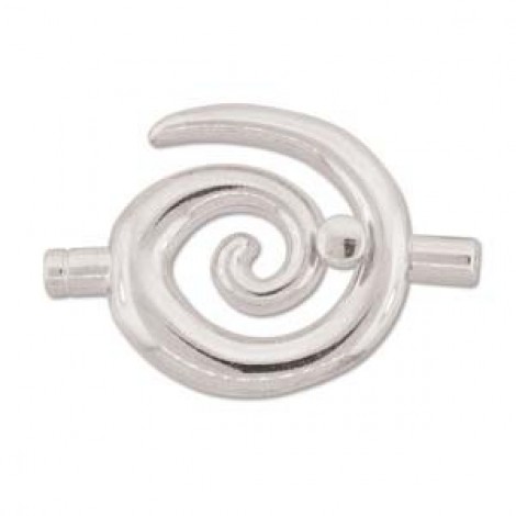 50x35mm (3.2mm ID) Silver Plated Spiral Toggle Tube Clasps - Pack of 2