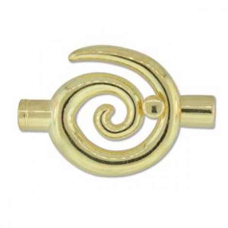 50x35mm (6.2mm ID) Gold Plated Spiral Toggle Tube Clasp