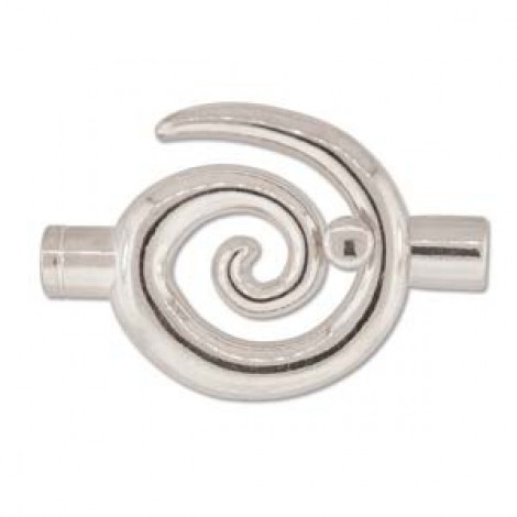 50x35mm (6.2mm ID) Silver Plated Spiral Toggle Tube Clasp