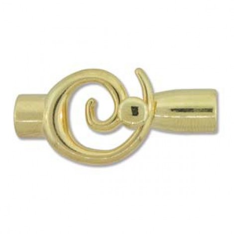 30x18mm (6.2mm ID) Gold Plated Spiral Toggle Tube Clasp