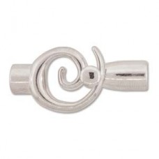 30x18mm (6.2mm ID) Silver Pl Spiral Toggle Tube Clasps - Pack of 2