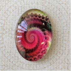 18x25mm Art Glass Oval Glass Cabochons - Fractals 4 - Each