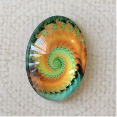 18x25mm Art Glass Oval Glass Cabochons - Fractals 7 - Each