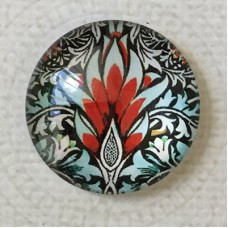 25mm Art Glass Backed Cabochons - Art Flowers 4 - Each
