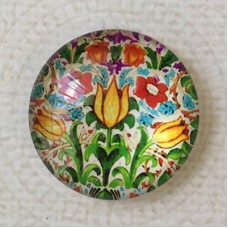 25mm Art Glass Backed Cabochons - Art Flowers 6 - Each
