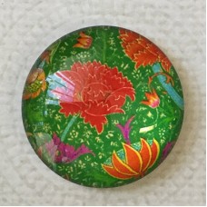 25mm Art Glass Backed Cabochons - Art Flowers 8 - Each