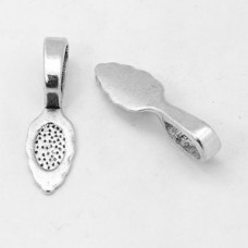 26mm Antique Silver Plated Tibetan Style Leaf Bails