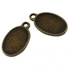22x13mm (17x11mm) Double Sided Ant Bronze Plated Oval Cab Setting - Pack of 10