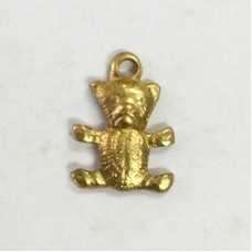 7mm Tiny Teddy Raw Brass Charm - Pack of 13